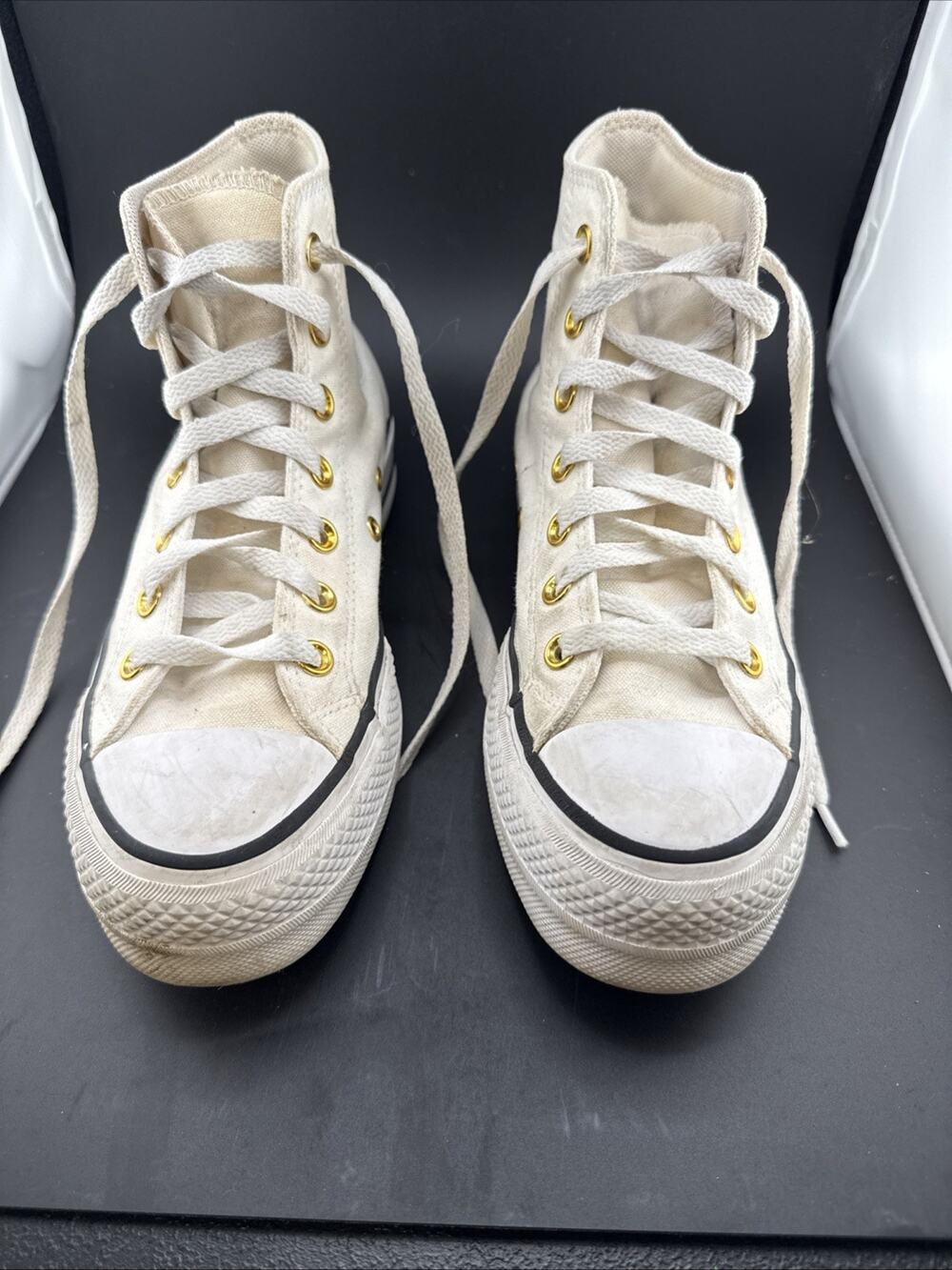 Converse Chuck Taylor All Star High Top Canvas Natural with Gold Eyelets W 6.5